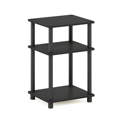 Furinno JUST Side Table, 3-Tier End Table, Open Shelves Night Stand, Bedside Table, Toolless Assembly, for Living Room, Bedroom, Bathroom, Americano - color: Americano/Black, size: 1-Pack, Plastic Poles, style: 1-Pack