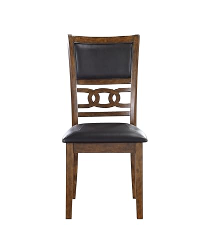 New Classic Furniture Gia Dining Chair (Set of Six), Black PU Upholstered Seat & Back Rest, Brown - color: Brown, size: Set of 6, style: Dining Chair