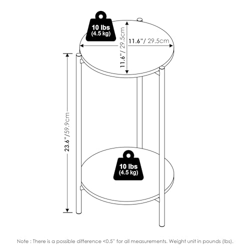 Furinno BESI Plant Stand Indoor, 2-Tier Round Plant Shelf, Metal Flower Pot Plant Stand, Balcony, Patio, Garden, Americano - color: Americano