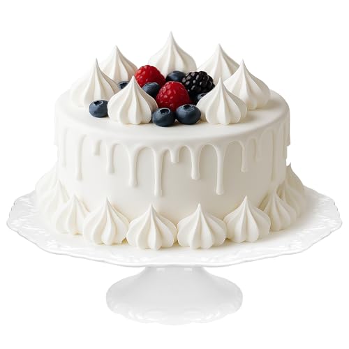12" White Cake Stand for 10" Cake, Porcelain Cake Plate, Cake Pedestal Stand, Round Dessert Stand, Wedding Cake Stand for Party, Birthday, Baby Shower, Christmas, Mother's Day, Home Decorating Cake Display Stand - size: 12 Inch (for up to 10" Cake)