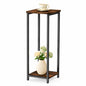 10" Wide Square Drink Table with Adjustable Feet - 2-Tier Small Side Table for Apartments, Balcony & Office | Space-Saving, Lightweight & Multi-Functional (Plants, Books, Drinks, Brown) - color: Brown, size: 2-Tier-10"wide