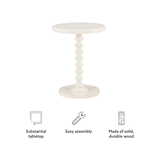 Powell Tarkin Round Off White Turned Spindle Pedestal Side Accent Table - color: Off White