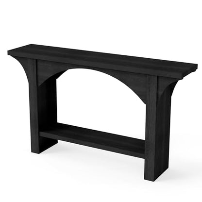 Black Entry Table, 55'' Modern Console Table 2-Tier Wood Entrance Table Foyer Tables for Entryway Hallway - color: Black 07