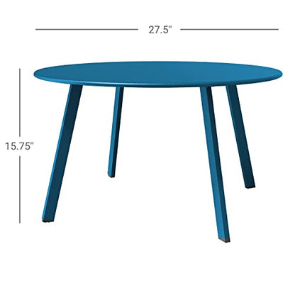 Grand patio 28-inch Round Steel Coffee Table, Outdoor Patio Side Table, Great for Backyard Patio Deck, Peacock Blue - color: Peacock Blue, style: 1 PC