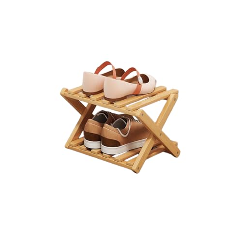 YYW Bamboo Shoe Rack for Entryway, Free Standing Shoe Racks Shelf Closet, Widen Foldable Vertical Shoe Storage Organizer for Living Room - color: Nature-2 Layers