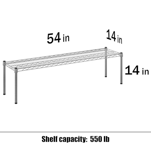 14" Deep x 54" Wide x 14" Height Wire Shelving Kit | 1-Tier | NSF Commercial Storage Rack Unit - size: 14" Deep x 54" Wide
