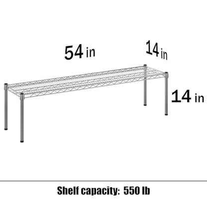14" Deep x 54" Wide x 14" Height Wire Shelving Kit | 1-Tier | NSF Commercial Storage Rack Unit - size: 14" Deep x 54" Wide