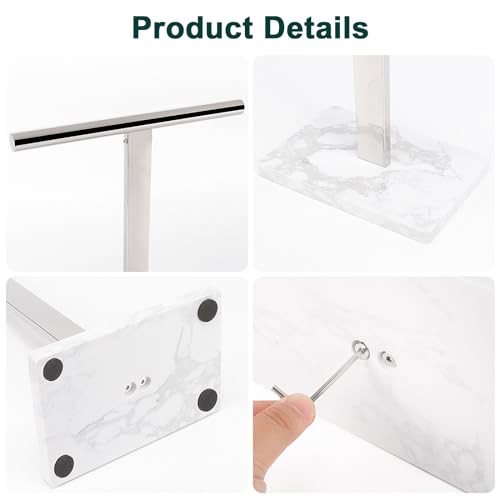 Hand Towel Holder, T-Shape Hand Towel Stand for Bathroom, Hand Towel Rack Bar Standing for Vanity Kitchen Countertop, 304 Stainless Steel, Marble Base (Chrome) - color: Chrome