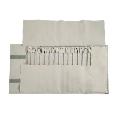 Travel Necklace Organizer, Portable Jewelry Storage Case, 16 Slots | No Tangle, Double Elastic Band, Roll Up, Lightweight, Jewelry Roll Bag for Chains Bracelets, Claimond Veins, Beige