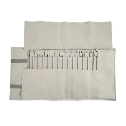 Travel Necklace Organizer, Portable Jewelry Storage Case, 16 Slots | No Tangle, Double Elastic Band, Roll Up, Lightweight, Jewelry Roll Bag for Chains Bracelets, Claimond Veins, Beige