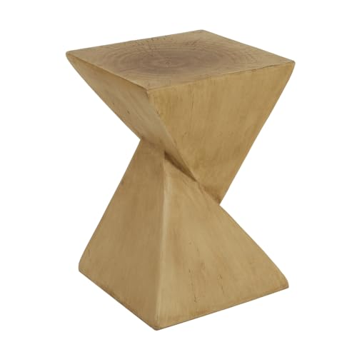 Modern Geometric Side Table with Sleek Matte Finish for Living Room, Bedroom, or Entryway Decor (Light Natural + Magnesium Oxide)