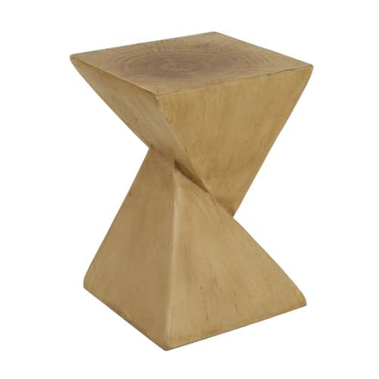 Modern Geometric Side Table with Sleek Matte Finish for Living Room, Bedroom, or Entryway Decor (Light Natural + Magnesium Oxide)