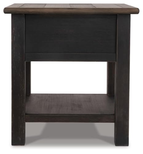 Signature Design by Ashley Tyler Creek Rustic End Table with Storage Drawer and Fixed Shelf, Brown & Black - color: Blackish Brown