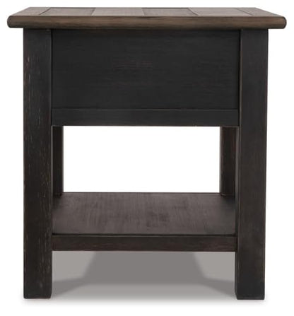 Signature Design by Ashley Tyler Creek Rustic End Table with Storage Drawer and Fixed Shelf, Brown & Black - color: Blackish Brown