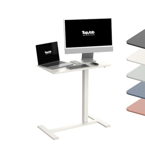 TopJob ANYDESK NEST Mobile Standing Desk, Portable with Hidden Wheels Non Folding, Sit Stand Desk, Computer Workstations, Home Use, Couch Side Table, Bedside Table, Kitchen Prep Table (Mist) - color: Mist