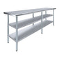 Stainless Steel Work Table with 2 Shelves | Metal Utility Table | Commercial & Residential NSF Utility (Stainless Steel Table with 2 Shelves, 96" Long x 24" Deep) - size: 96" Long x 24" Deep