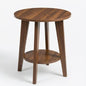 Small Round Side Table-17.7" Cute End Table with 2-Tier Storage | Waterproof Low Nightstand for Kids Room,Nursery,Small Spaces,Plant Stand&Bean Bag(Walnut)