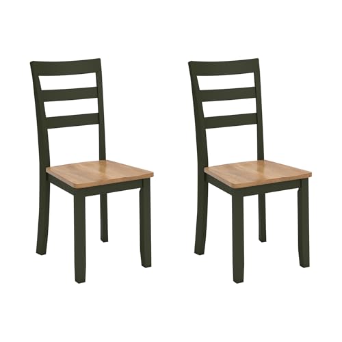Signature Design by Ashley Gesthaven Green Dining Chairs Set of 2, Ladder Back Wood Kitchen Chairs, Natural Mango Wood Seat, Casual Seating for Dining Rooms - color: Light Brown & Green