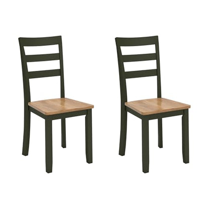 Signature Design by Ashley Gesthaven Green Dining Chairs Set of 2, Ladder Back Wood Kitchen Chairs, Natural Mango Wood Seat, Casual Seating for Dining Rooms - color: Light Brown & Green