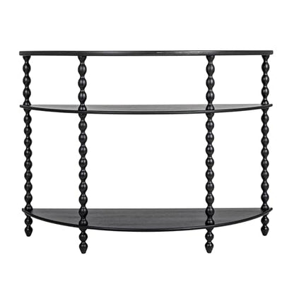 Creative Co-Op 3-Tier Curved Accent Table with Beveled Shelves and Doweled Legs, Matte Black Finish - color: Black, size: 47.25"L x 15.75"W x 34.5"H