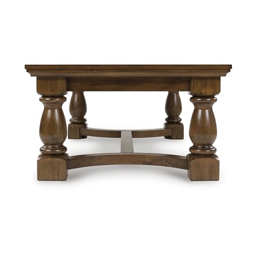 Signature Design by Ashley Sturlayne Transitional Coffee Table with Trestle Base, Dark Brown - color: Brown, style: Coffee Table