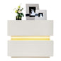 Minimalist Nightstand with LED Light, Wooden Bedside Table with 2 Drawers Small Modern Side Table for Bedroom Dorm Small Spaces - size: 2 Drawer