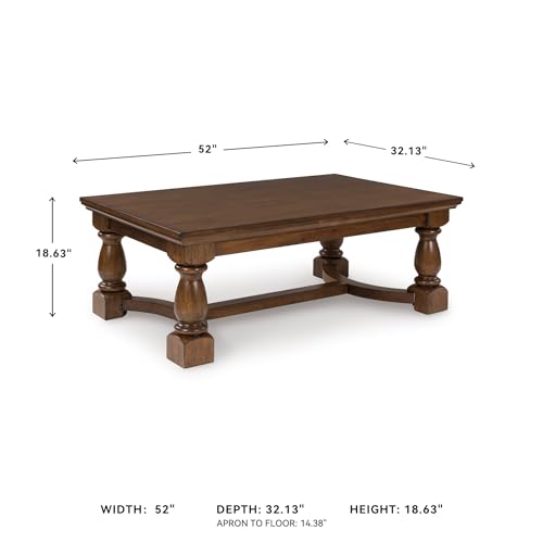 Signature Design by Ashley Sturlayne Transitional Coffee Table with Trestle Base, Dark Brown - color: Brown, style: Coffee Table