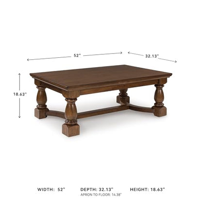 Signature Design by Ashley Sturlayne Transitional Coffee Table with Trestle Base, Dark Brown - color: Brown, style: Coffee Table