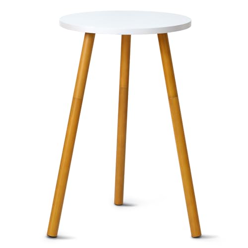KINNARY Tall Plant Stand Indoor, Mid Century Wood White Flower Stand for Corner, Metal Plant Holder, Modern Home Decor Small Round Side End Table (11.8"x20") - color: White 11.8"x20"