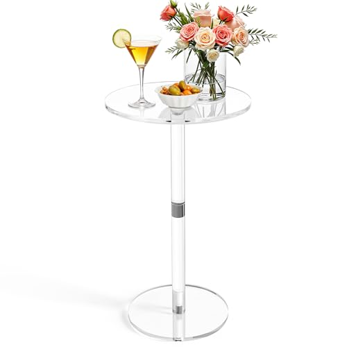11.8" Round Clear Acrylic End Table - Modern Small Space Side Table for Living Room, Bedroom, Office, Outdoor | Sturdy, Easy to Install, Multi-Purpose - size: Large-11.8in