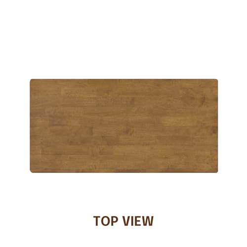 NTC Flow Modern Wooden Rectangle Desk Table with Hidden Drawer – Waterproof & Heat Resistant - Teak Look - color: Teak Look, size: 47 Inch, style: Desk