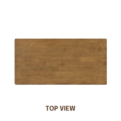 NTC Flow Modern Wooden Rectangle Desk Table with Hidden Drawer – Waterproof & Heat Resistant - Teak Look - color: Teak Look, size: 47 Inch, style: Desk