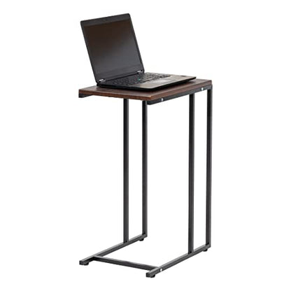 IRIS USA Wide C-Shape Side Table, Wood and Metal Frame End Table - style: Modern