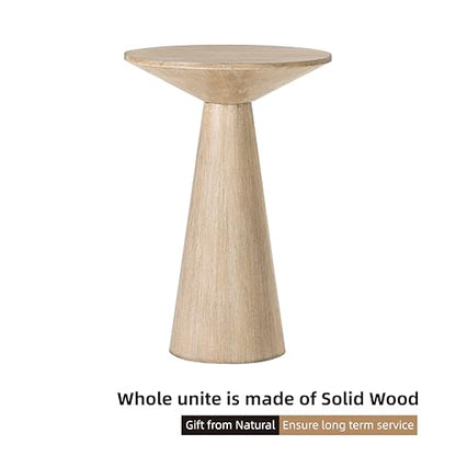 COZAYH Small Pedestal End Table Round Farmhouse Martini Table Wood Plant Stand Rustic Drink Table for Small Space Living Room, Distressed Grey - color: Natural Wood