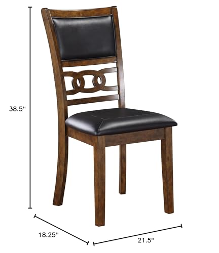 New Classic Furniture Gia Dining Chair (Set of Four), Black PU Upholstered Seat & Back Rest, Brown - color: Brown, size: Set of 4, style: Dining Chair