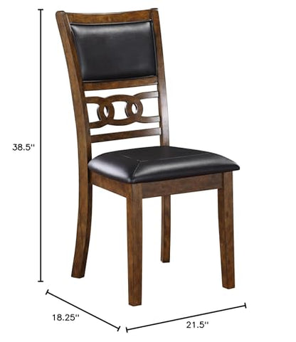 New Classic Furniture Gia Dining Chair (Set of Six), Black PU Upholstered Seat & Back Rest, Brown - color: Brown, size: Set of 6, style: Dining Chair
