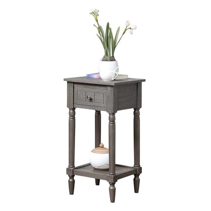 Convenience Concepts French Country Khloe 1 Drawer Accent End Table 14" - Traditional Farmhouse Side Table with Storage Drawer and Shelf for Living Room, Wirebrush Dark Gray - color: Wirebrush Dark Grey