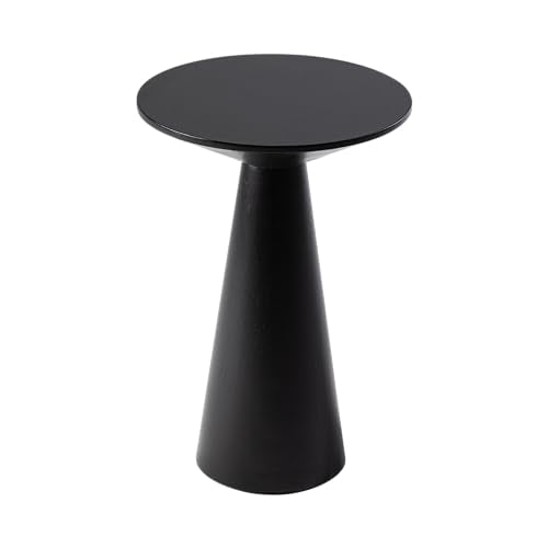 COZAYH Farmhouse Pedestal Small End Table Round Martini Table Wood Plant Stand Rustic Drink Table for Small Space Living Room, Bedroom, Black - color: Balck