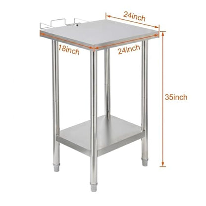 Garvee Stainless Steel Straight Edge Work Table 24 inch Double Layer with Garbage Shelf, Heavy Duty Commercial Prep Table, 24x18x35 inch, 0.7mm Thick - size: 24*18*35 inch - with trash rack