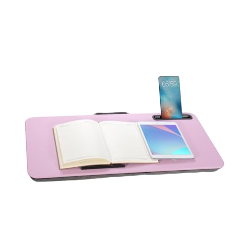 Portable Laptop Desk Fits Up to 16“ Laptops, with Tablet Slot, Built-in Cushion, Great for Home & Office,Lap Desk with Cushion (Pink, Large) - color: Pink, size: Large