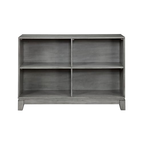 Lexicon Cube Bookshelf, 2 Tier 4-Cube Low Bookcase, Display Cabinet with Legs, Wood Book Shelf Organizer Storage Shelf, Book Shelves for Bedroom, Living Room, Office, Grey - color: Grey, style: 4 Cube Bookcase