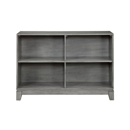 Lexicon Cube Bookshelf, 2 Tier 4-Cube Low Bookcase, Display Cabinet with Legs, Wood Book Shelf Organizer Storage Shelf, Book Shelves for Bedroom, Living Room, Office, Grey - color: Grey, style: 4 Cube Bookcase