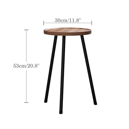 Small Couch Side Table, Drink Table, Mini Round End Table, Coffee Table, Snack Table for Small Spaces, Living Room, Bedroom, Sofa LET520DR - color: Rustic Brown, size: 11.8 X 11.8 X 20.8 Inches