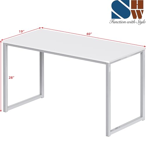 SHW Mission 40-Inch Home Office Computer Desk, White - color: White, size: 40-Inch