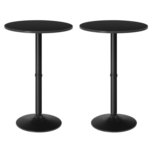 HOOBRO 2 Pcs Round Bar Table, 35" Tall Pub Table, with Non-Slip Base for Narrow Space, Bar Height Table for Kitchen, Easy to Assemble, Black BB57BTP201 - color: Black