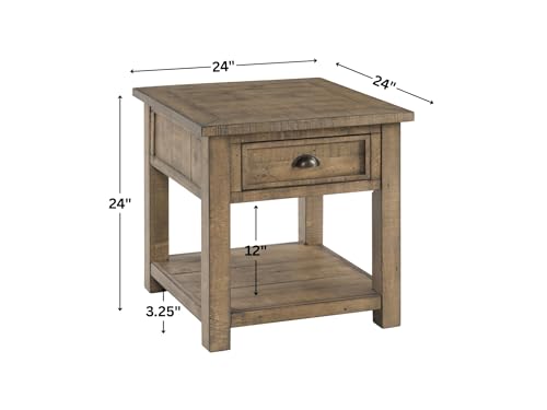 Martin Svensson Home Monterey Solid Wood End Table, Reclaimed Natural | Farmhouse Rustic, Coastal Side Table, Drawer and Shelf - color: Reclaimed Natural