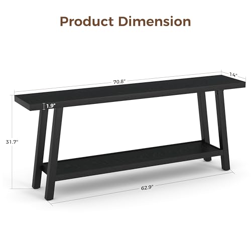 GarveeHome 70.87" Extra Long Console Table, Narrow Sofa Table Behind Couch, Black Entryway Table for Hallway Living Room Foyer, Farmhouse Accent Skinny Table, Black, 70.87" L x 14.02" W - color: Black, size: 70.87"L x 14.02"W x 31.5"H