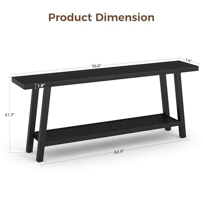 GarveeHome 70.87" Extra Long Console Table, Narrow Sofa Table Behind Couch, Black Entryway Table for Hallway Living Room Foyer, Farmhouse Accent Skinny Table, Black, 70.87" L x 14.02" W - color: Black, size: 70.87"L x 14.02"W x 31.5"H