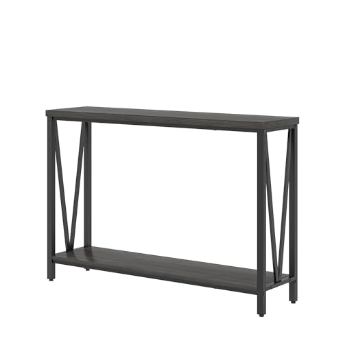 FOLUBAN Console Table for Entryway, Modern Sofa Table Behind Couch, Narrow Entry Table for Hallway, Living Room (Industrial, Dark Gray) - color: Dark Gray