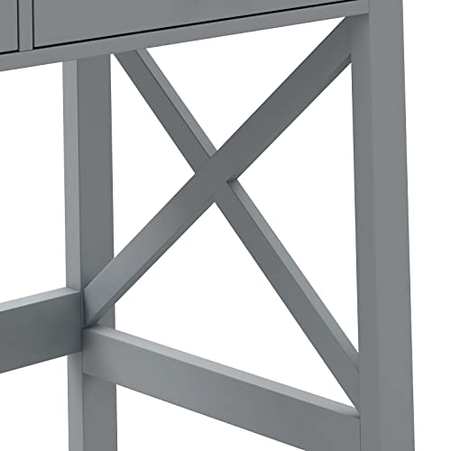 ChooChoo 40 Inches Farmhouse Computer Desk with 2 Drawers | Wooden Writing Desk, Study Desk for Home Office, Makeup Vanity, Grey - color: Grey, size: 40inch without Power Outlet